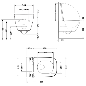 Унитаз подвесной Qtap Gemini Ultra Quiet 485×340×350 мм, White, с сиденьем Slim Duroplast / Soft-close / Quick Release QTTAU26W49119 №2