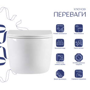 Унитаз подвесной Qtap Taurus Ultra Quiet 515×360×350 мм, White, с сиденьем Slim Duroplast / Soft-close / Quick Release QTTAU26W49116 №3