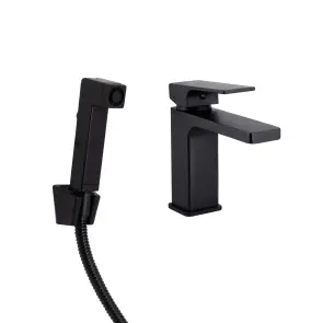 Смеситель для раковины Qtap Gemini (с гигиеническим душем) QTGEM272BLM45690 Black Matt №1