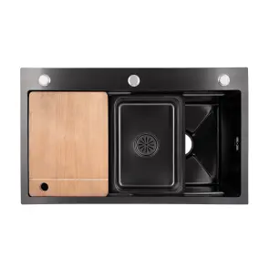 Lidz Handmade H7545B Мойка для кухни интегрированная Decor Black PVD Honeycomb 3,0/1,0 мм LDH7545BDECPVD48373 №1