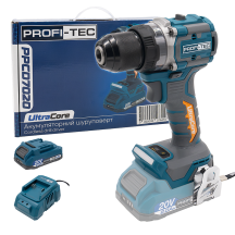 Акумуляторний дриль-шуруповерт PROFI-TEC PPCD7020 UltraCore (1×PT2020VX (2.0 Аг), зарядний пристрій)
