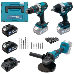 Акумуляторний набір інструментів PROFI-TEC Combo Set 3/4 POWERLine (DHP485BL, PGA202BL, DTW800BL) (2×PT2040MP (4.0 Аг), зарядний пристрій) №1