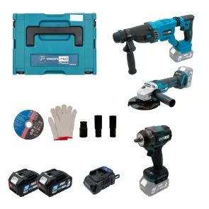 Акумуляторний набір інструментів PROFI-TEC Combo Set 3/7 POWERLine (PBH201, DGA20BL, PTW502) (2×PT2040MP (4.0 Аг), зарядний пристрій) №1
