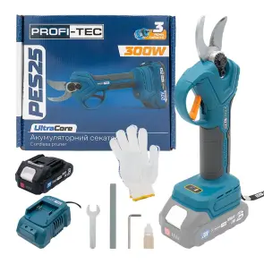Акумуляторний секатор PROFI-TEC PES25 UltraCore (1×PT2020MP (2.0 Аг), зарядний пристрій) №1