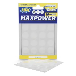 Высечка из двусторонней ленты MAXPOWER 16 × 20 мм × 20 мм, прозрачная (блистер) №1