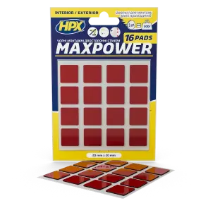Висічка із двосторонньої стрічки MAXPOWER 16х 20мм х 20мм чорна (блістер) №1