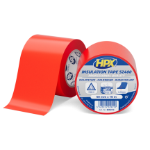 Изоляционная ПВХ лента HPX 52400, 50 мм × 0,19 мм × 10 м, красная (плёнка)