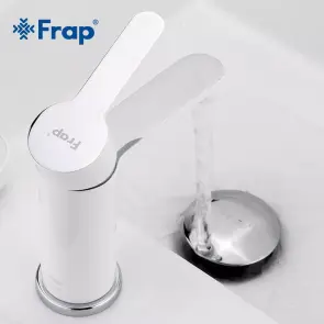 Змішувач для умивальника Frap F1041, білий/хром №2