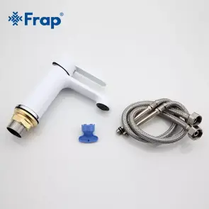 Змішувач для умивальника Frap F1041, білий/хром №6
