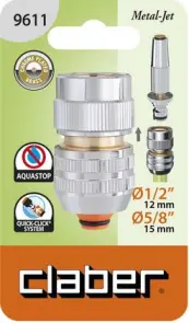 Конектор 1/2"- 5/8" для поливального шлангу AquaStop, метал №2