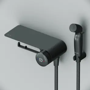 Смеситель TouchReel, монтируемый в стену с гигиеническим душем и полкой AM.PM F0H85A822 X-Joy №2