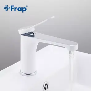 Смеситель для умывальника Frap F1045, белый/хром №2