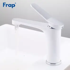 Смеситель для умывальника Frap F1045, белый/хром №3