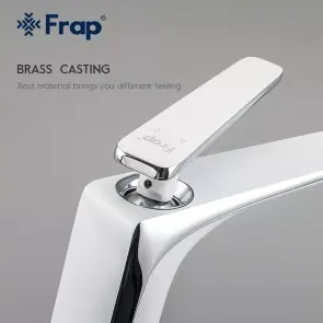 Змішувач для умивальника Frap F1058, білий/хром №3