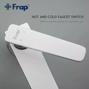 Смеситель для умывальника Frap F1058-2 высокий, белый/хром №4