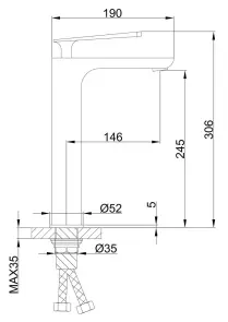 Змішувач для умивальника Frap F1052-57 високий, чорний №6
