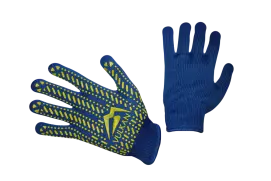 Рукавички трикотажні сині з ПВХ крапкою ТМ Vulkan Lux (полегшені), р.10
