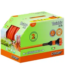 Шланг поливочный пружинный 1/2" TWIDDY 25м, с коннекторами и распылителем.