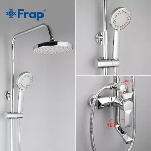 Душева система з верхнім душем Frap F2418, вилив, лійка 4 режими, хром №3