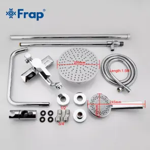 Душева система з верхнім душем Frap F2418, вилив, лійка 4 режими, хром №6