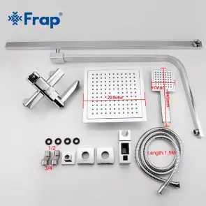 Душева система Frap F2420, поворотний вилив, лійка 1 режим, хром №7
