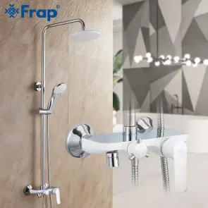 Душева система Frap F2431, поворотний вилив, лійка, білий/хром №4
