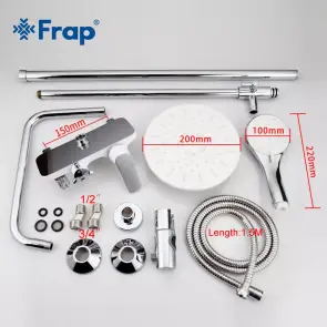 Душева система Frap F2431, поворотний вилив, лійка, білий/хром №7