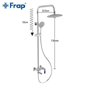 Душевая система Frap F2434, поворотный излив - переключатель на лейку, белый/хром №2