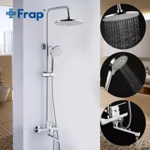 Душева система Frap F2441 з поворотним виливом, білий/хром №2