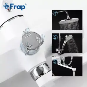 Душева система Frap F2441 з поворотним виливом, білий/хром №4