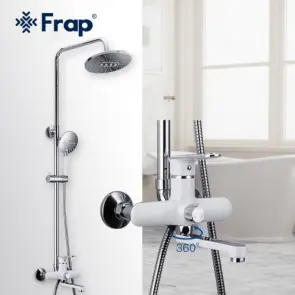 Душевая система Frap F2449, поворотный излив - переключатель на лейку, 3 режима, белый/хром №2