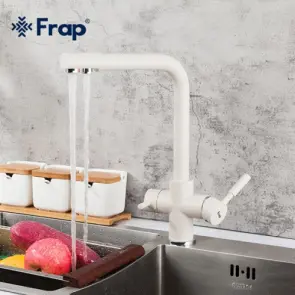 Змішувач для кухні Frap F4352-24 на дві води, білий №2