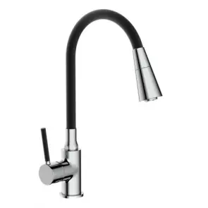 Смеситель для кухни Frap F4044 с гибким изливом, 2 режима, черный/хром №1