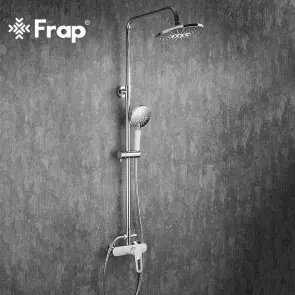 Душева система Frap F2449-20, перемикач на лійку, 3 режими, білий/хром №2