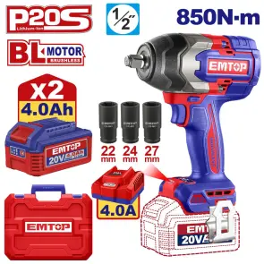 Гайковерт акумуляторний EMTOP ECIWL2085 №1
