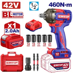 Гайковерт акумуляторний ударний EMTOP ECIWL42461 №1