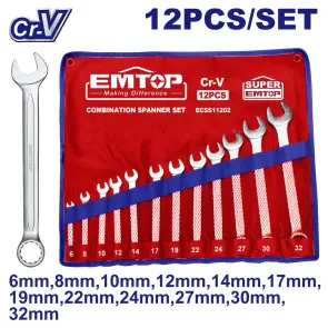 Комплект комбинированных ключей EMTOP ECSS11202, 12 шт. №1