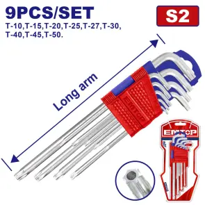 Набір ключів шестигранних Torx EMTOP EHKY3091, 9 шт №1