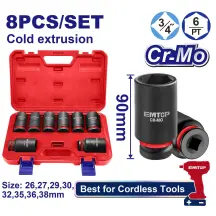 Набор ударных головок EMTOP EMSSD34082L 3/4 8 шт.