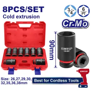 Набор ударных головок EMTOP EMSSD34082L 3/4 8 шт. №1