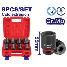 Набор ударных головок EMTOP EMSSD34081 3/4 8 шт.