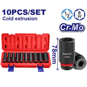 Набор ударных головок EMTOP EMSS12102L 1/2'' 10 шт. №1