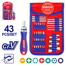 Викрутка універсальна EMTOP EBST04302 з насадками, 43 шт.
