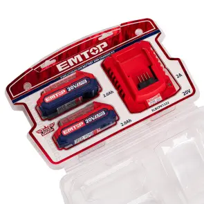 Комплект EMTOP ELBCPK1222 серии P20S 2Ahх2 (ЗУ EFCR20200 + 2 АКБ EBPK20011) №9