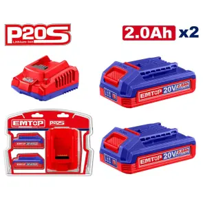 Комплект EMTOP ELBCPK2212 серії P20S 2Ahх2 (ЗП EFCR20200 + 2 АКБ EBPK20011) №1