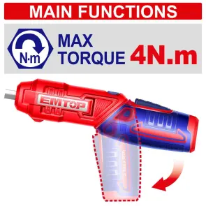 Шуруповерт акумуляторний EMTOP ECSR0408 №2