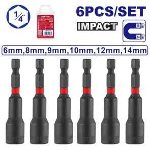 Набор торцевых магнитных головок 1/4'' EMTOP EMNS65061, 6 шт. №1