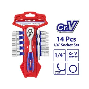 Набор торцевых головок EMTOP ESKT14141 1/4" 14 шт. №1