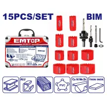 Набор коронок биметаллических EMTOP EHSW0151, 15 шт