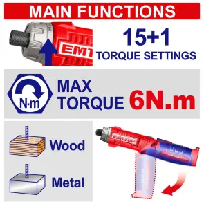Викрутка акумуляторна EMTOP ECSR0803 №2